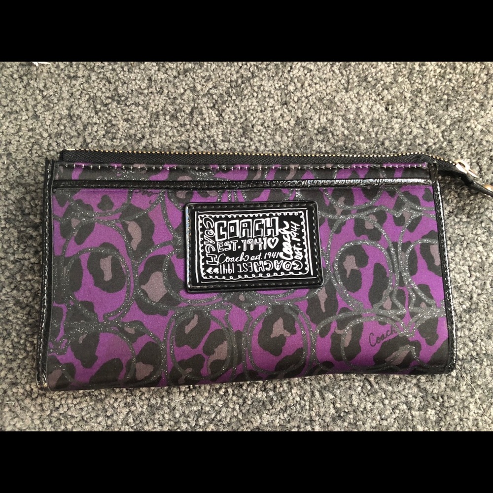 Coach cheetah print wallet wristlet